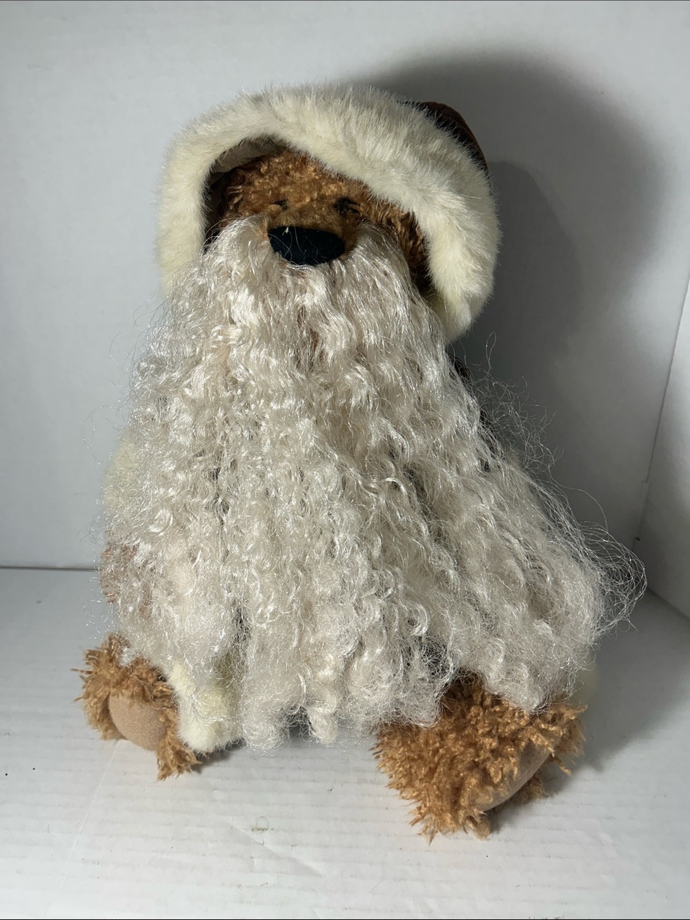 Boyd Brown Corduroy Plush Bear with Cream Fur Trim Christmas Bear